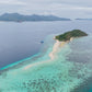 The sandbar and reef at Magransing Island, on the Keelooma Coron to El Nido expedition route, Palawan